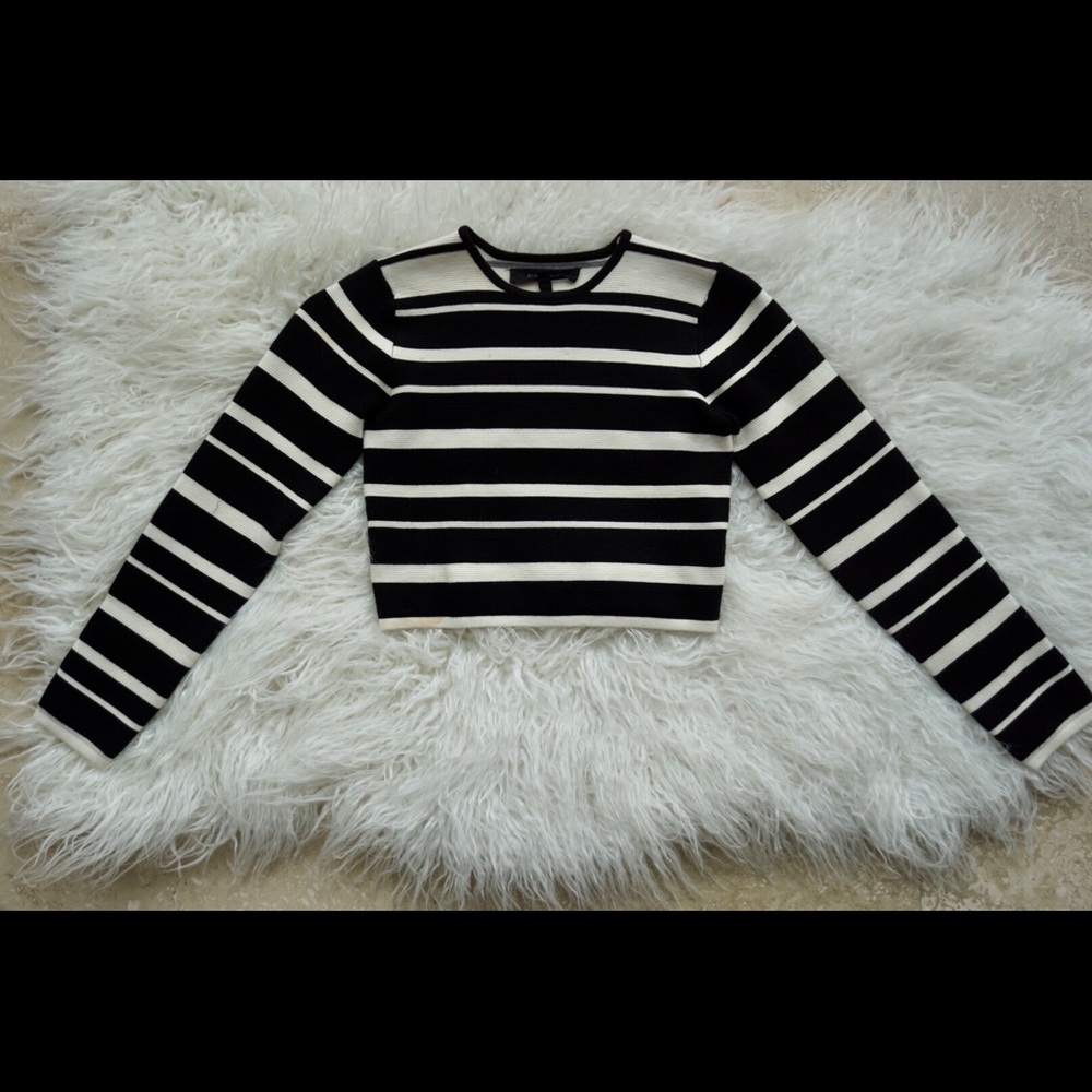 Olivaceous blk & White striped two piece skirt set - Picture 3 of 5